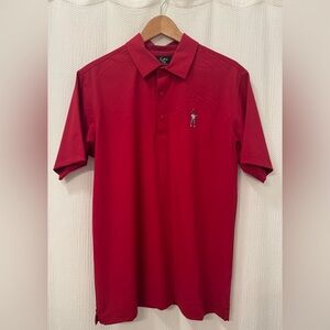 Eastside Golf Snap Placket Short Sleeve Golf Polo Shirt- Red- Size M